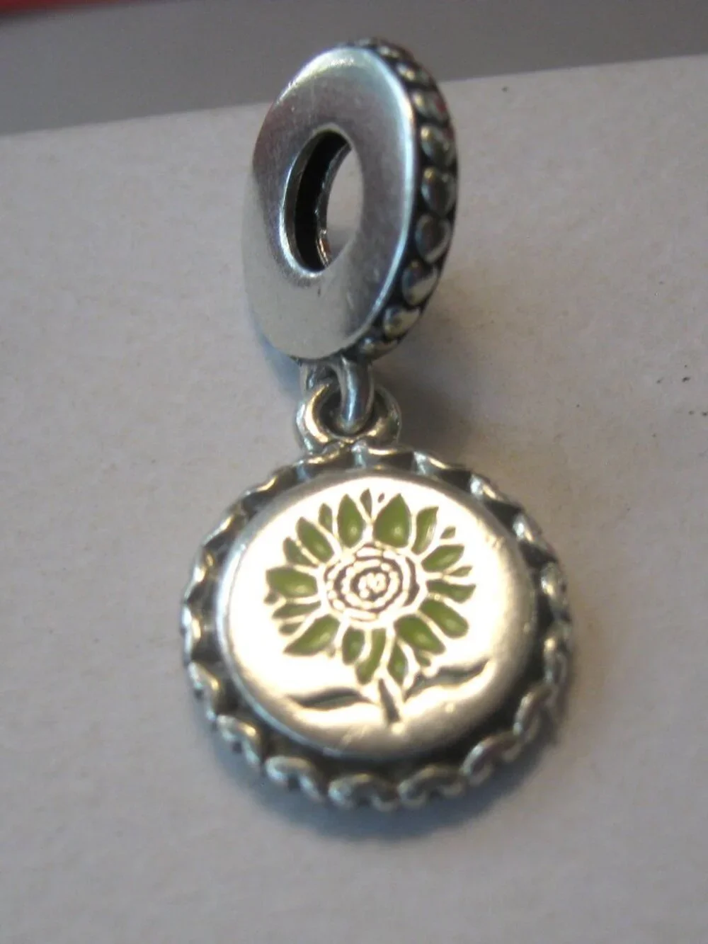As NEW - Authentic PANDORA Sunflower Dangle Charm - 'Love for All' - Picture 1 of 4